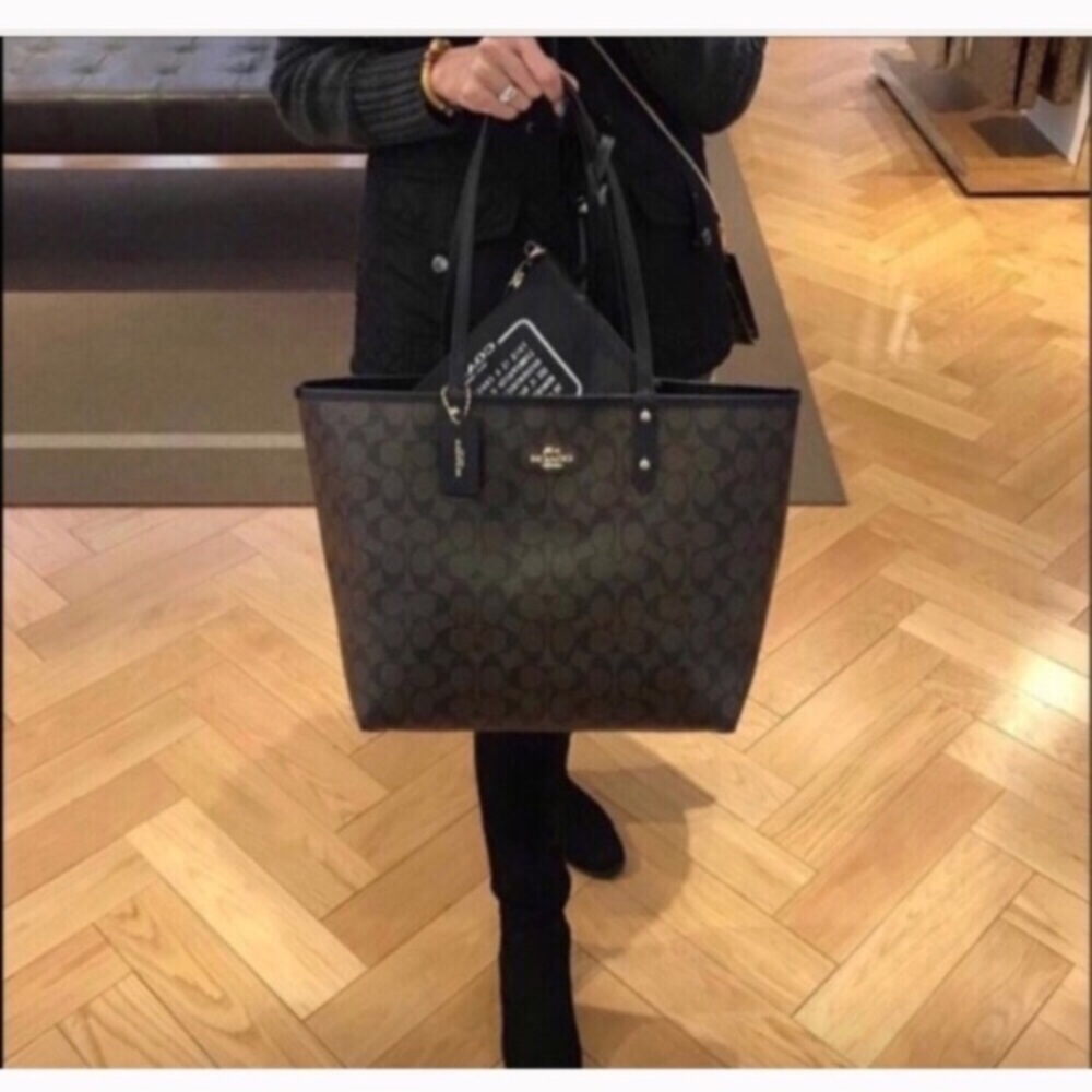 🌷coach reversible tote&pouch/shoulder bag/large - Picture 6 of 8